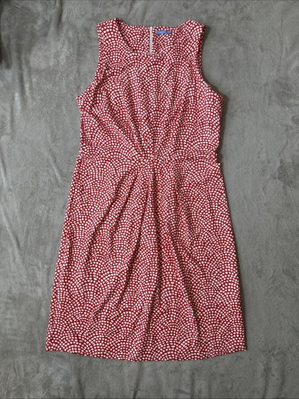 J McLaughlin Women’s L Red White Print Sleeveless Shift Dress Classic Preppy
